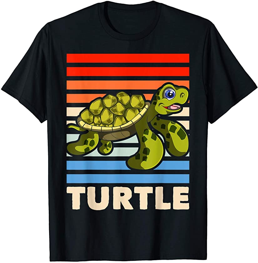 Retro Ocean Animal Lover Gift Cute Aquarist Kids Gift Turtle T-Shirt