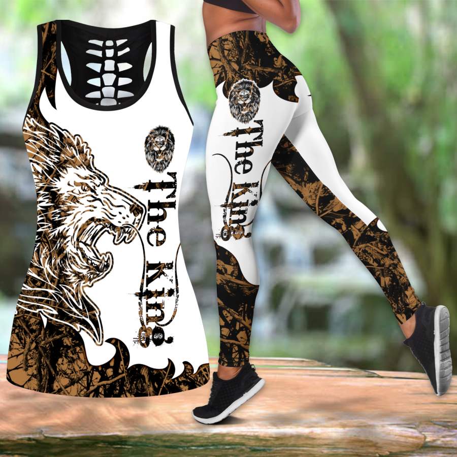 3D Tattoo King Lion legging + hollow tank combo TP