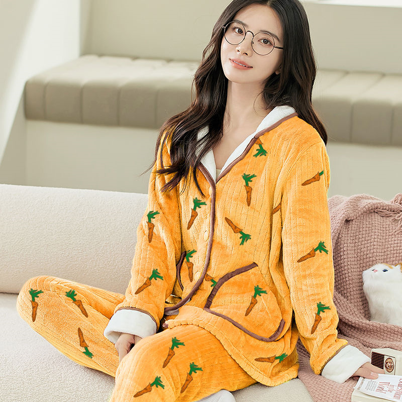 Warm Pajamas Set Sexy Sleepwear For Women Soft Comfortable Pyjama Women’s Flannel 2022 Fashion Homewear Clothes Big Size alx