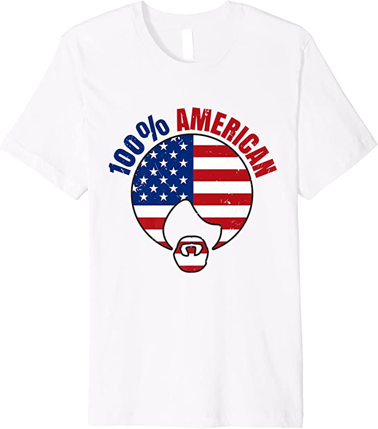 100% American | Afro Mens African American Black 4th of July Premium T-Shirt