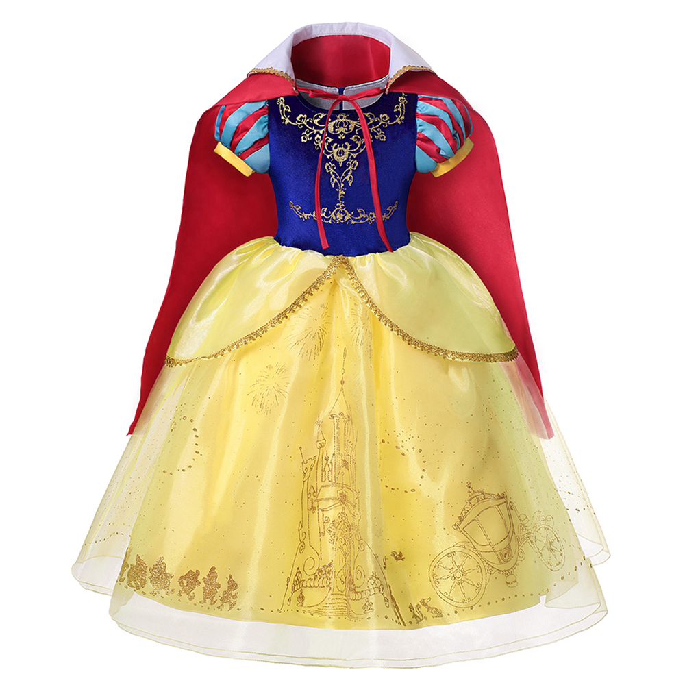 Snow White Princess Party Dresses Kids Christmas Cosplay Clothing Short Floral Lace Tulle Dress For Girls alx