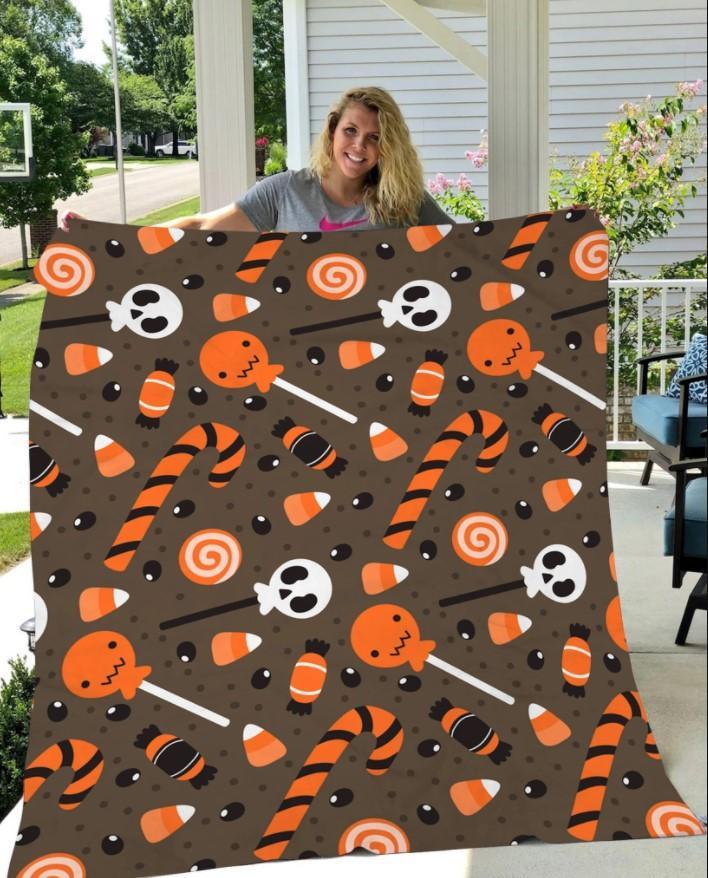 Candy Trick Or Treat Halloween Gift Fleece Blanket Print 3D, Unisex, Kid, Adult