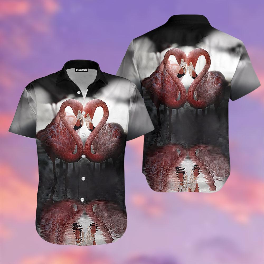 Black Flamingo Heart Hawaii Shirt For Men Women Ha18411