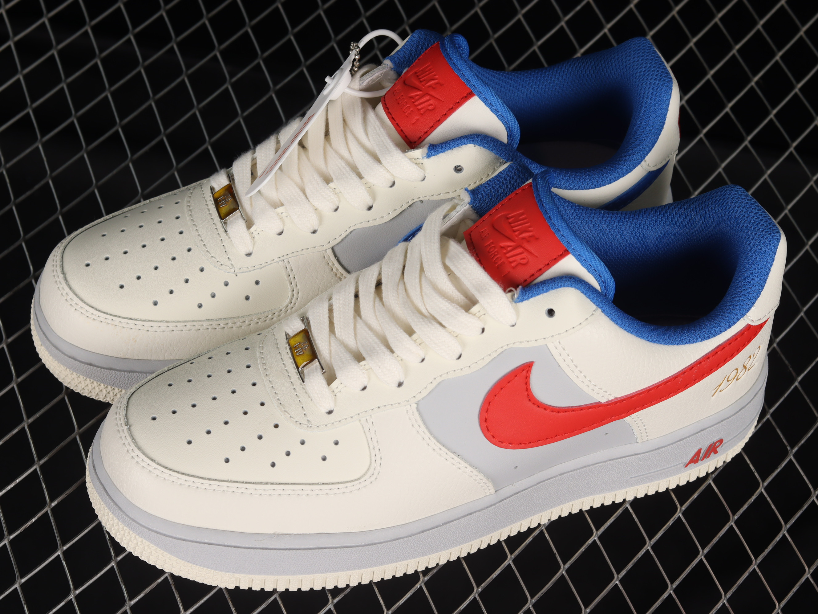 Nike Air Force 1 07 Low Toffee Grey Red Blue Shoes Sneakers SNK472841988