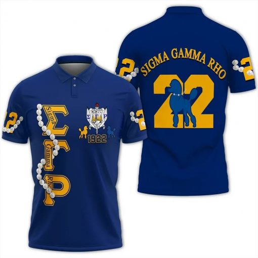 Sigma Gamma Rho 1922 Pearl With Pretty Poodle Royal Blue Polo Shirt