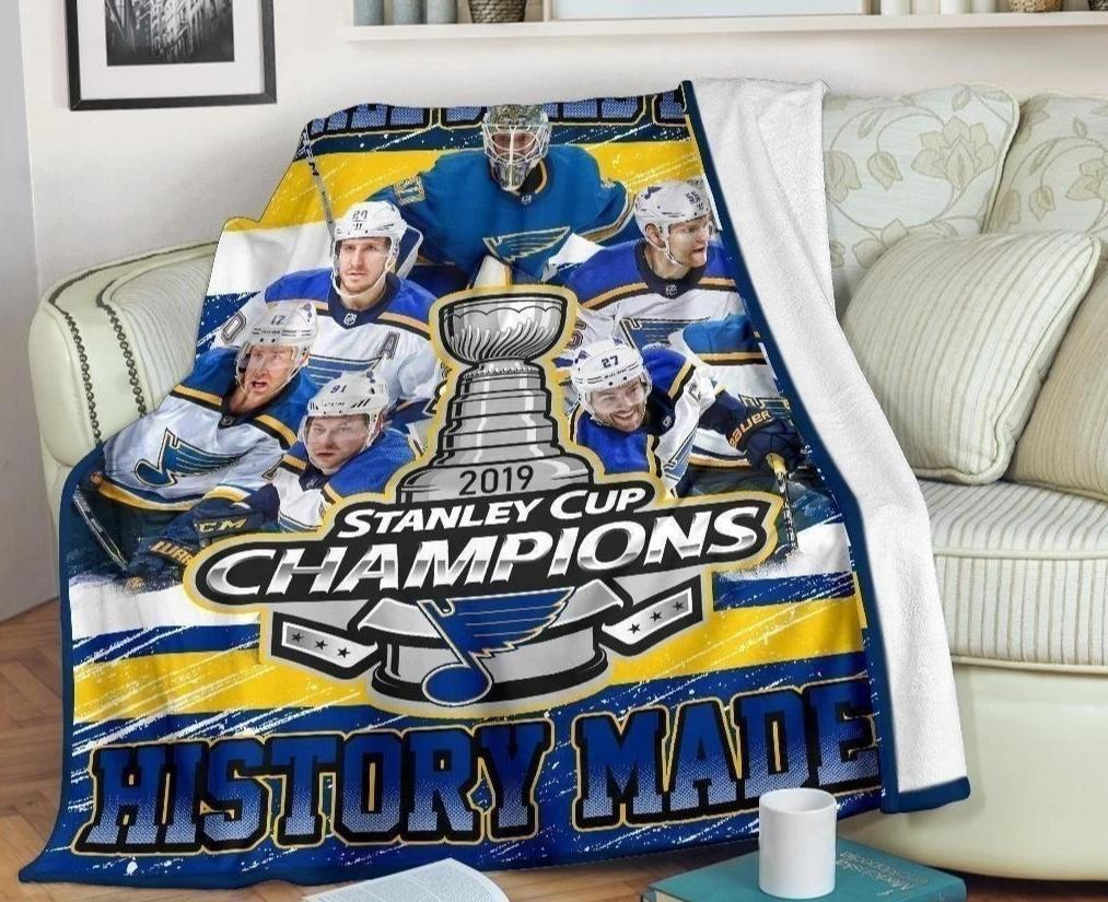 We All Bleed Blue History made St. Louis Blue Champions Blanket