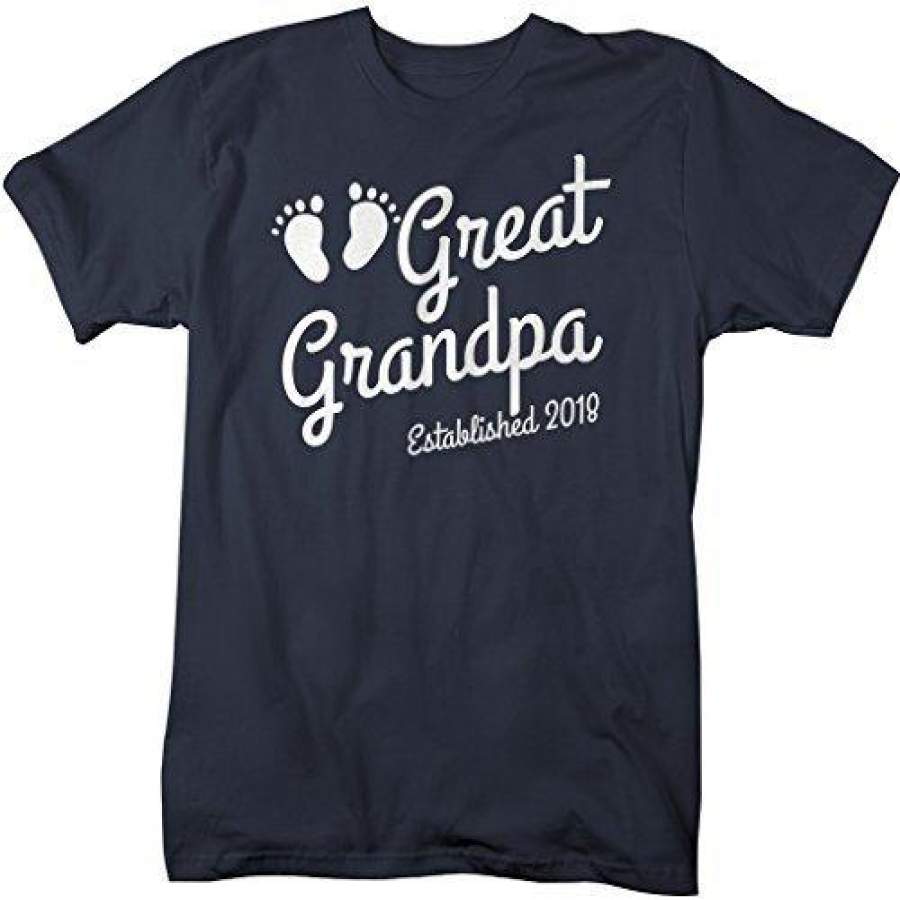 Shirts By Sarah Men’s Great Grandpa Established 2018 T-Shirt Baby Feet Cute Shirts