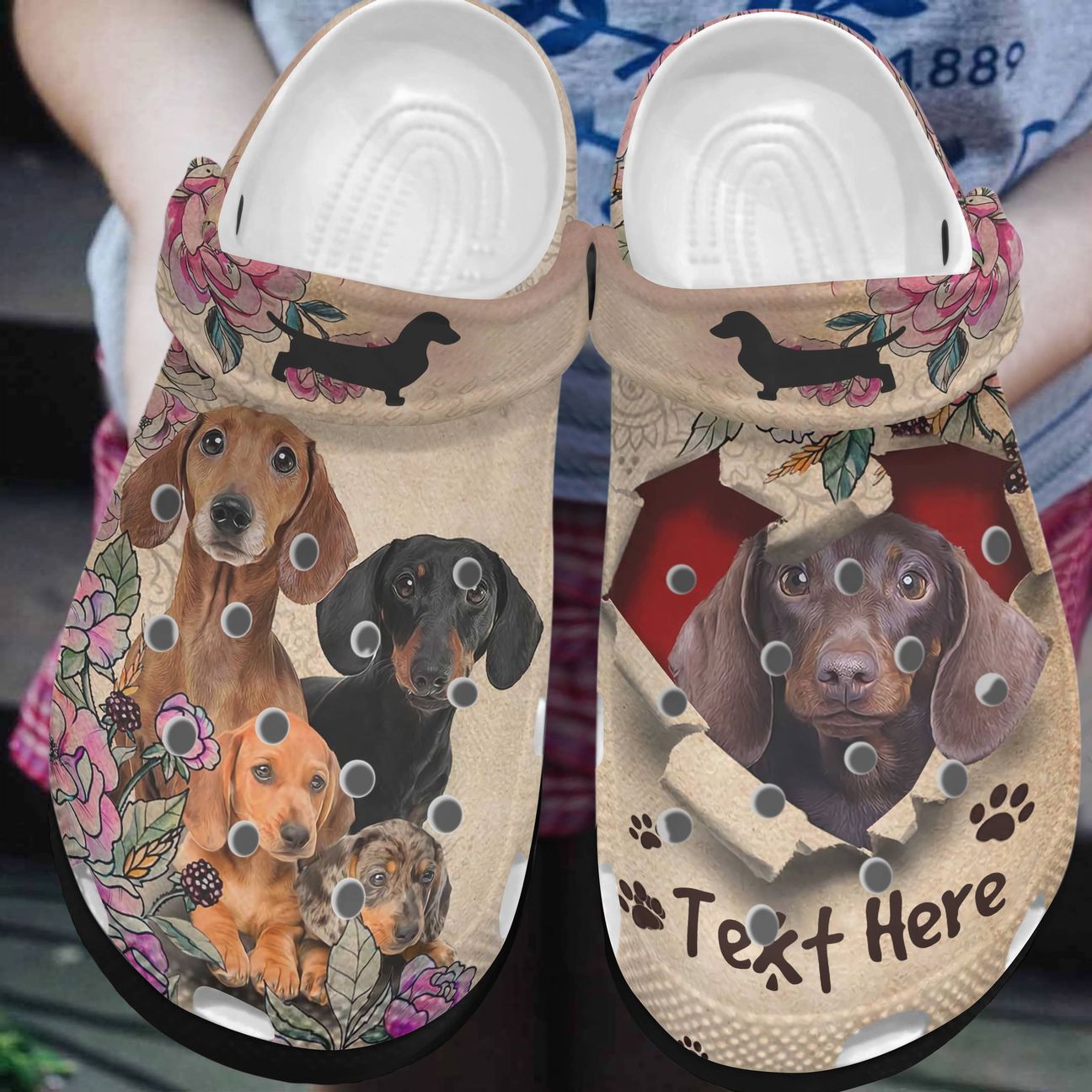 Dachshund Personalized Clog, Custom Name, Text, Color, Number Fashion Style For Women, Men, Kid, Print 3D Always Beside You