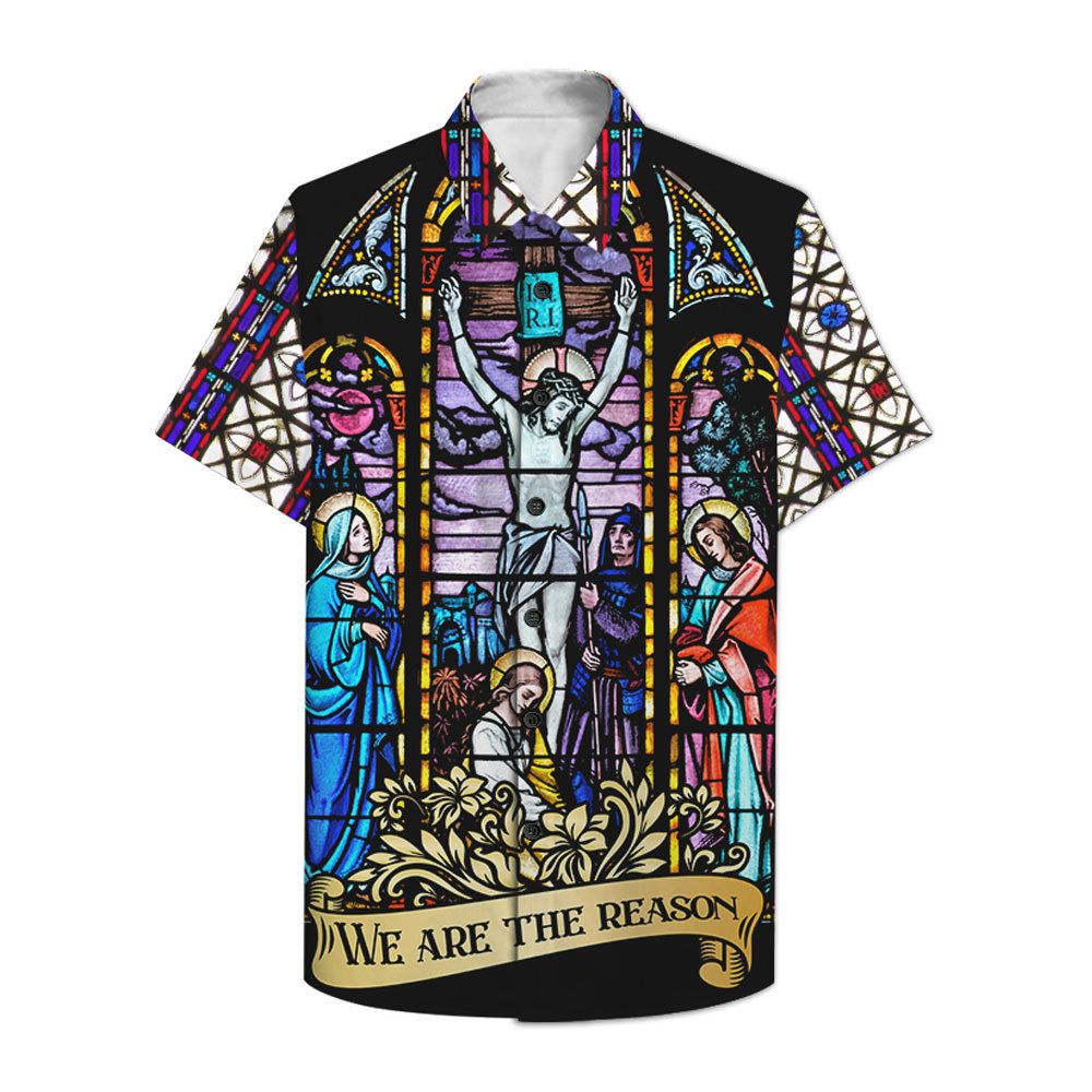 Crucifixion Of Christ Stained Glass Hawaii Shirt Ha81617