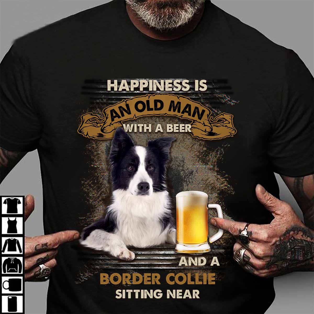 Border Collie Sitting Near Old Man Gift For You T-Shirt