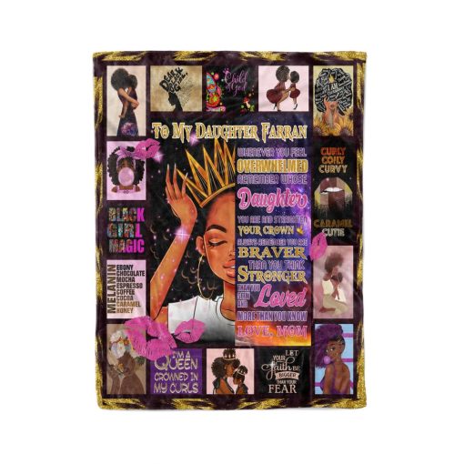 Personalized Black Queen To My Daughter From Mom Straighten Your Crown Cotton Bed Sheets Spread Comforter Quiltfleece Blanket