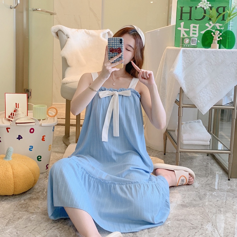 2022 Summer Plus Size Cotton Sexy Lingerie Spaghetti Strap Nightgowns Women Korean Loose Sleepwear Night Dress Nightdress Nighty alx