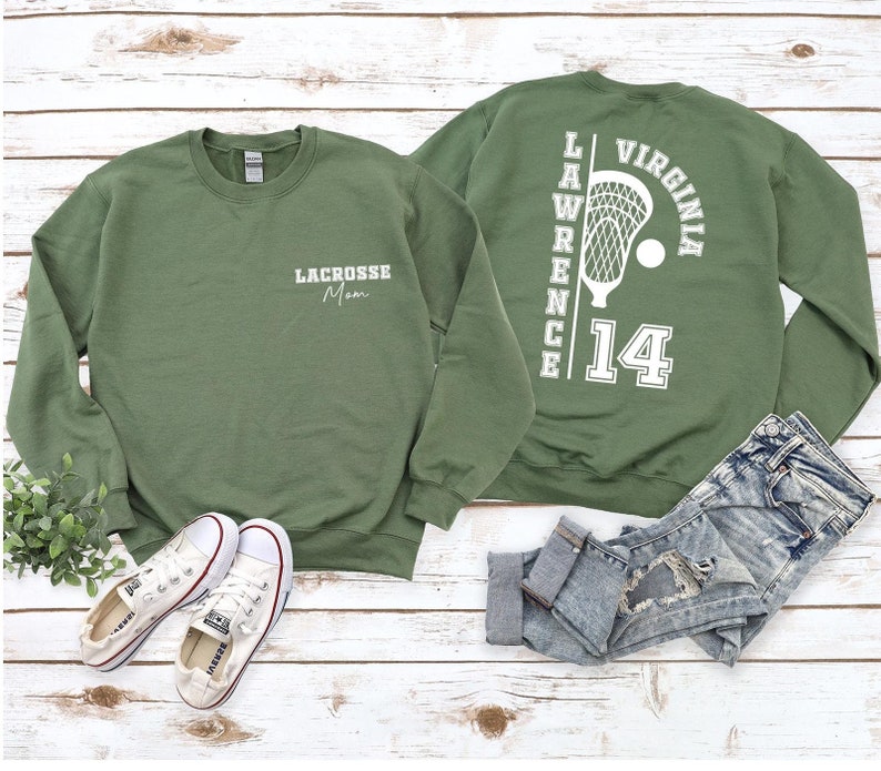 Personalized Lacrosse Mom Sweatshirt – Custom Lacrosse Hoodie with Name & Number