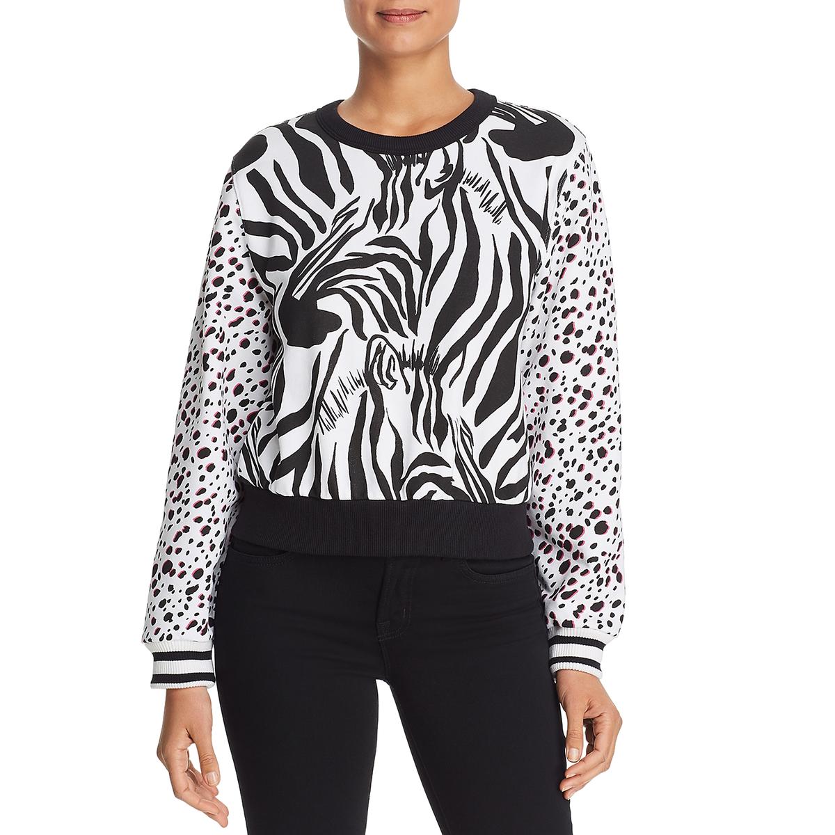 Womens Mixed Animal Print Ribbed Trim Sweatshirt