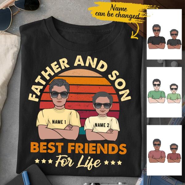 Vintage Father And Son Best Friends For Life Gift For Father’s Day Custom Style & Name Personalized Shirt