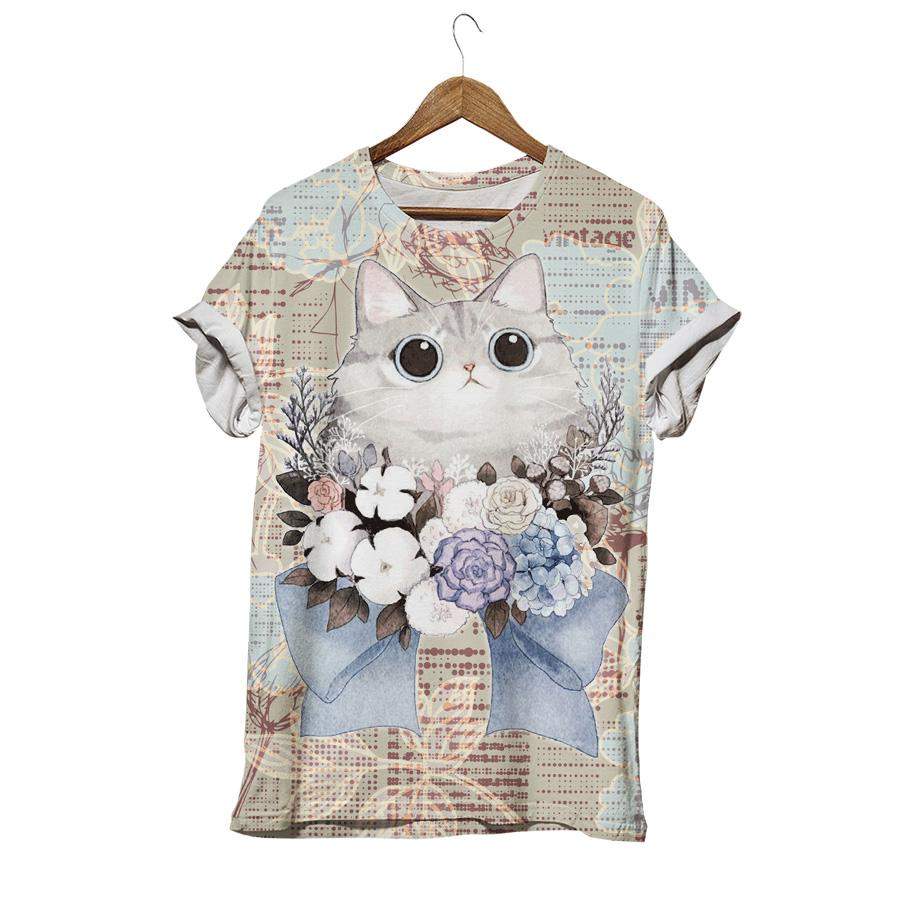 Baby Kitten Over Flowers T-shirt