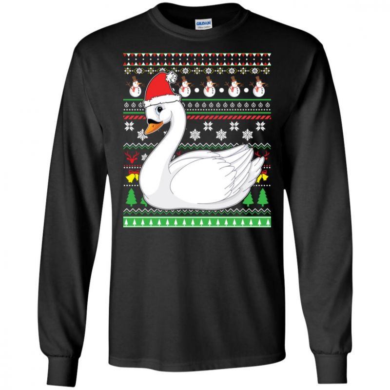 Ugly Sweater Swan Santa Claus Lovely Merry Xmas Unisex Long-sleeve