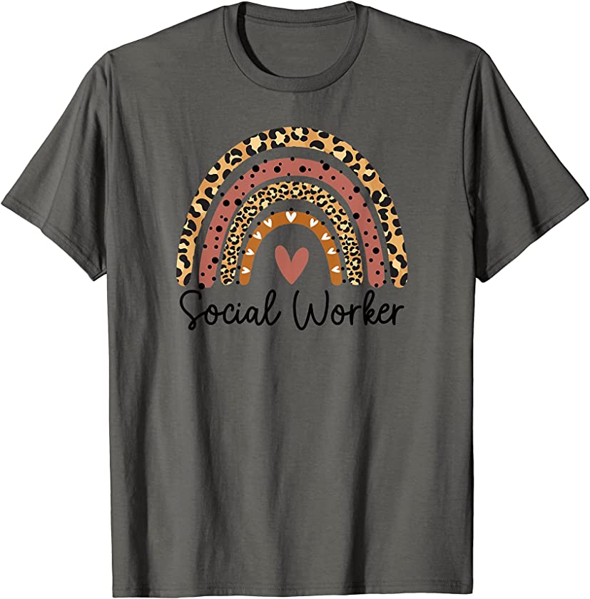 Social Worker Leopard Rainbow Social Work Gift T-Shirt