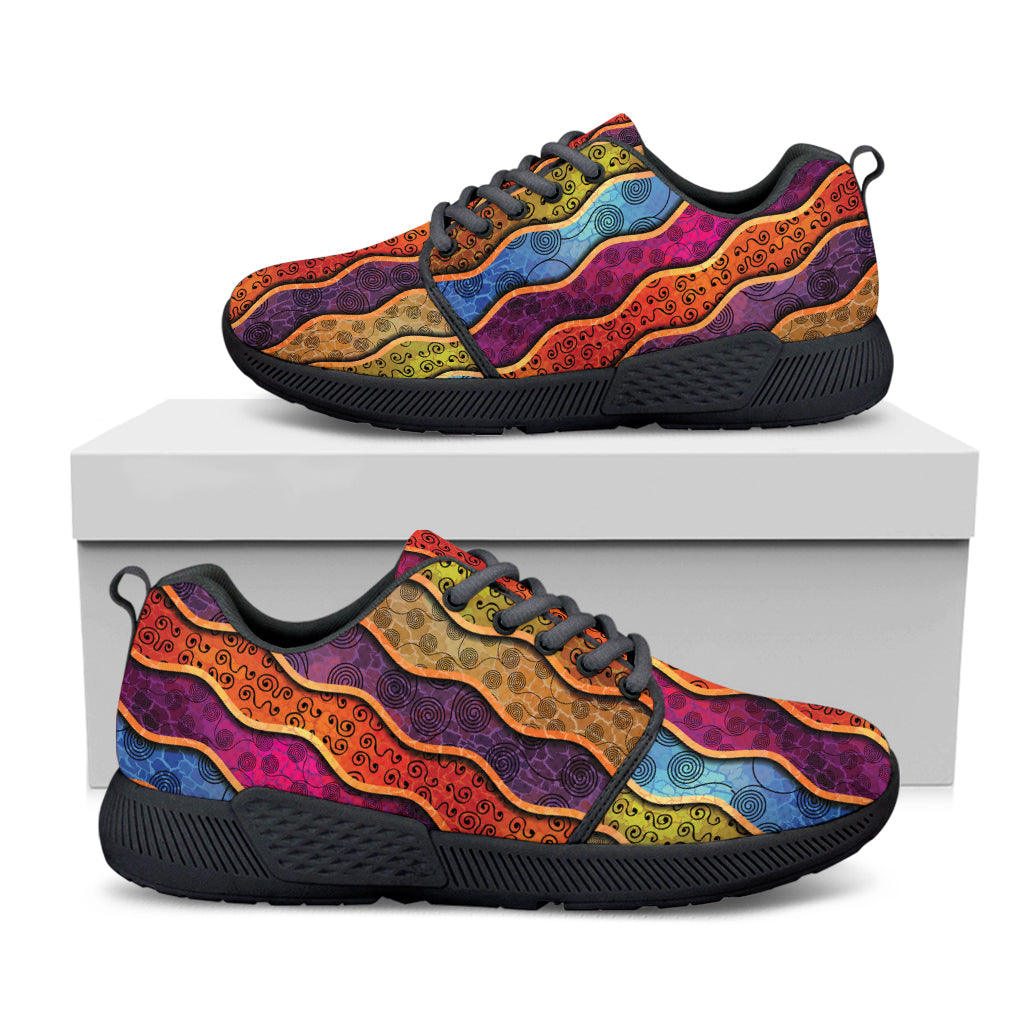 Afro Ethnic Inspired Print Black Athletic Shoes