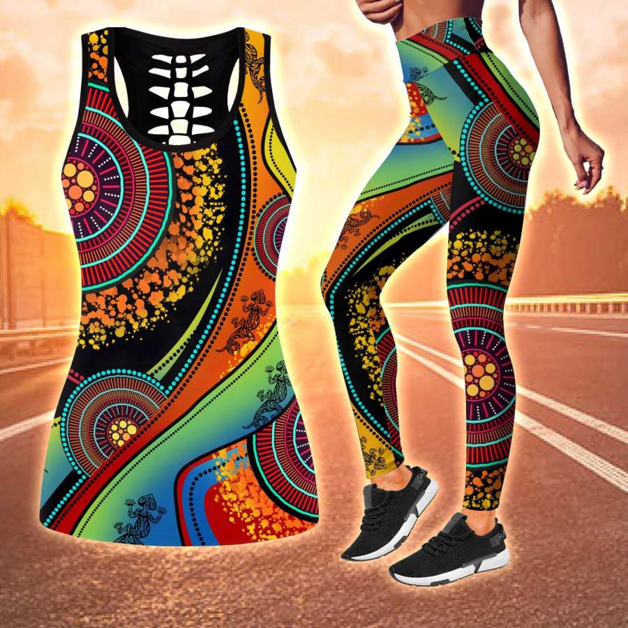 Aboriginal Australia Indigenous Lizard Painting Art Combo (Legging+Tank) TR2506204S