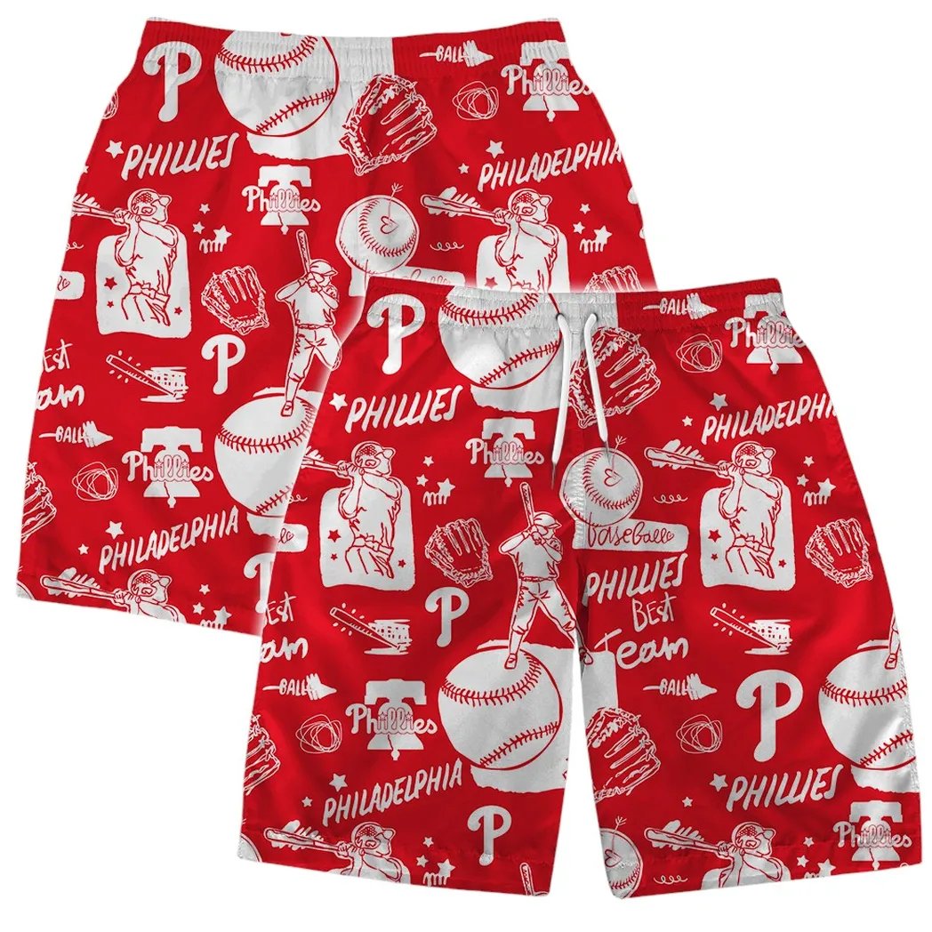 Philadelphia Phillies Hawaiian Shirt All-Star Doodle Design