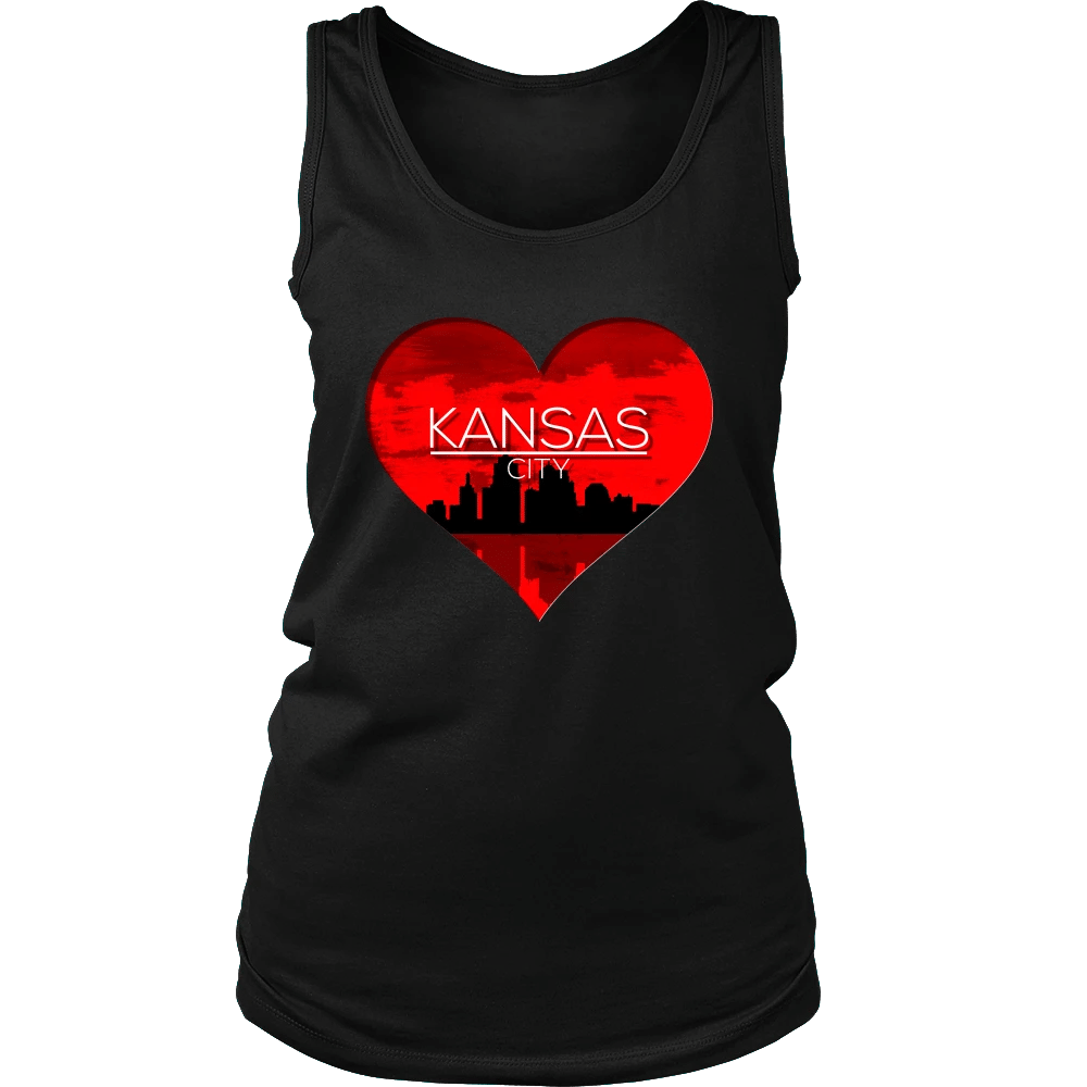 I Love Kansas City Kc Skyline Heart State U.S.A Women’S Tank Top Shirt