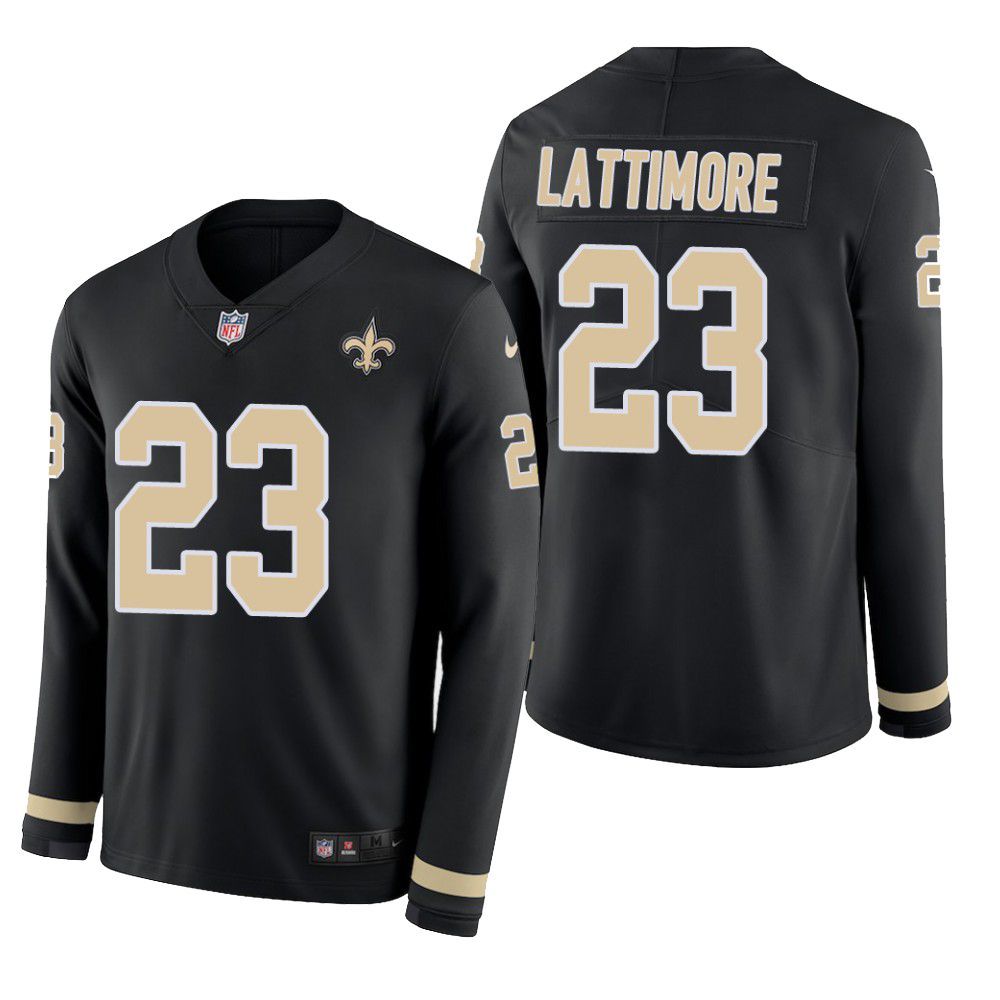 New Orleans Saints Marshon Lattimore Therma Long Sleeve Mens Jersey Black