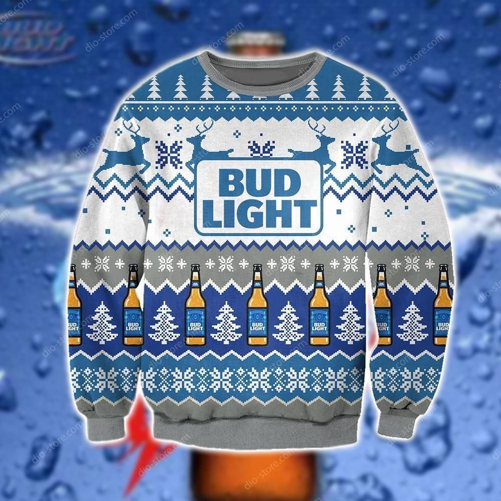 BUD LIGHT KNITTING PATTERN 3D PRINT UGLY SWEATER