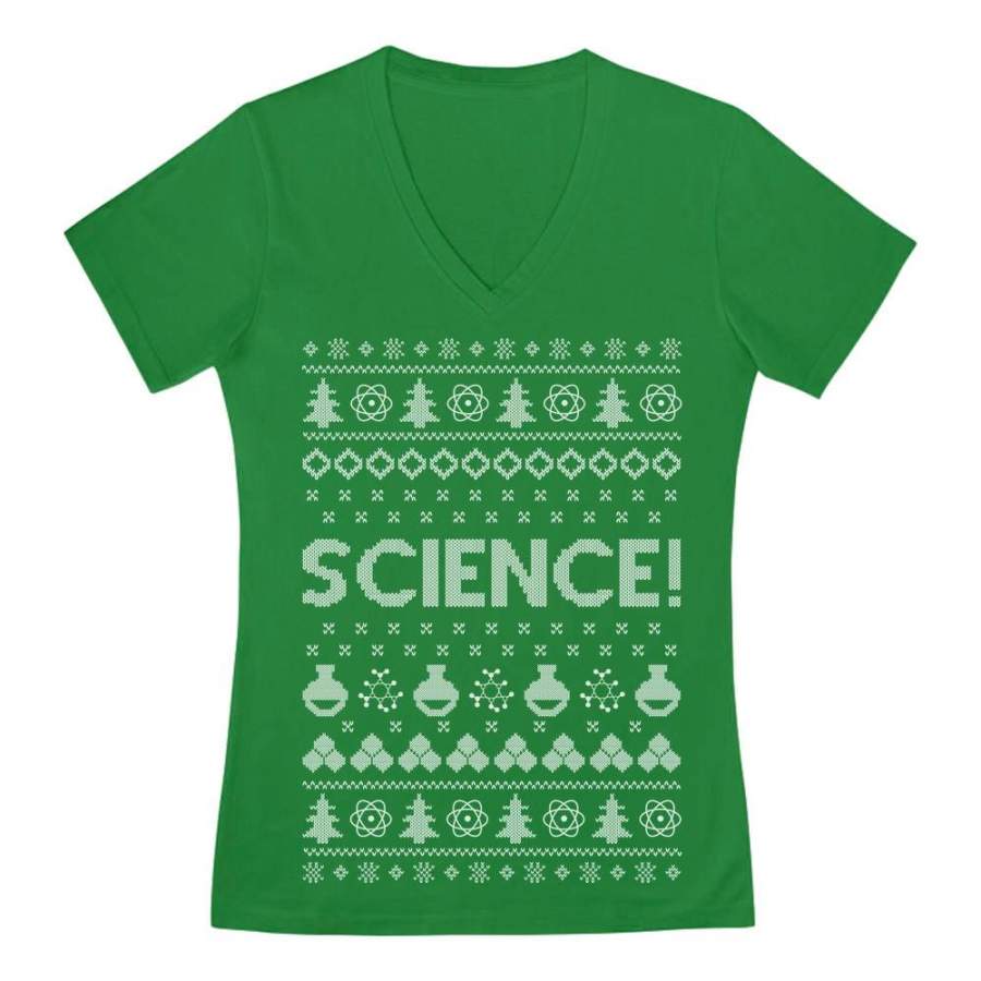 Science Ugly Christmas sweater V-Neck Fitted Women T-Shirt