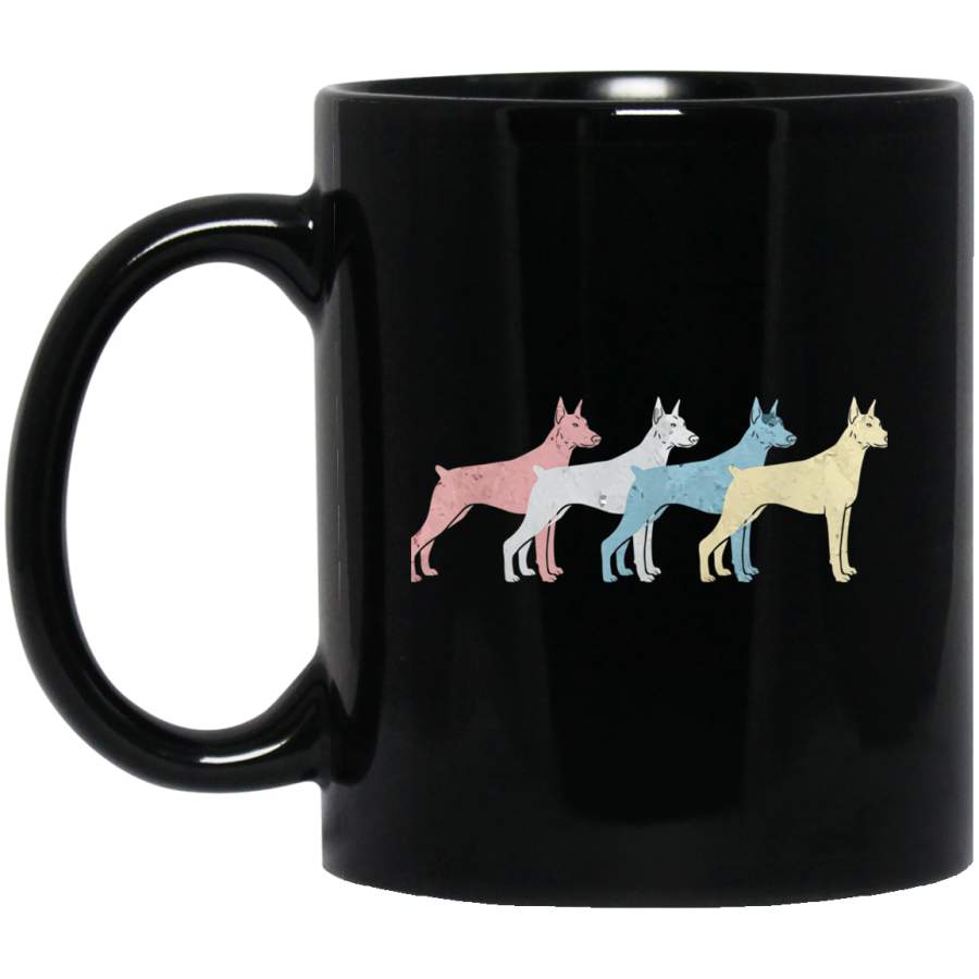 Vintage Retro Doberman Pinscher Funny Dogs Lovers 11 oz 15 oz Mug Black