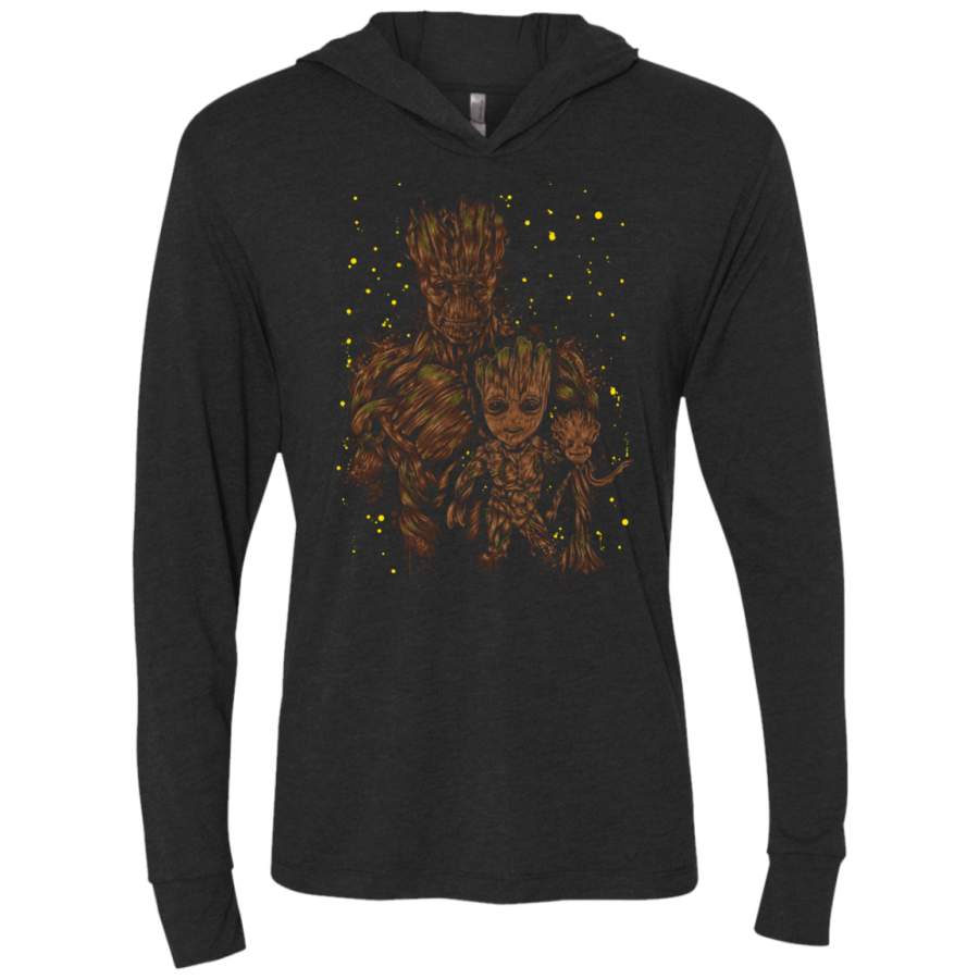 The evolution of Groot Triblend Long Sleeve Hoodie Tee