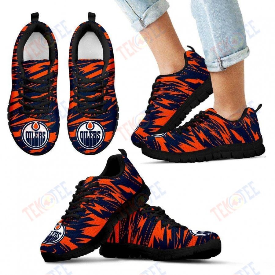 Mens Womens Edmonton Oilers Sneakers Brush Strong Cracking Comfortable Running Shoes For Men Women TDT552