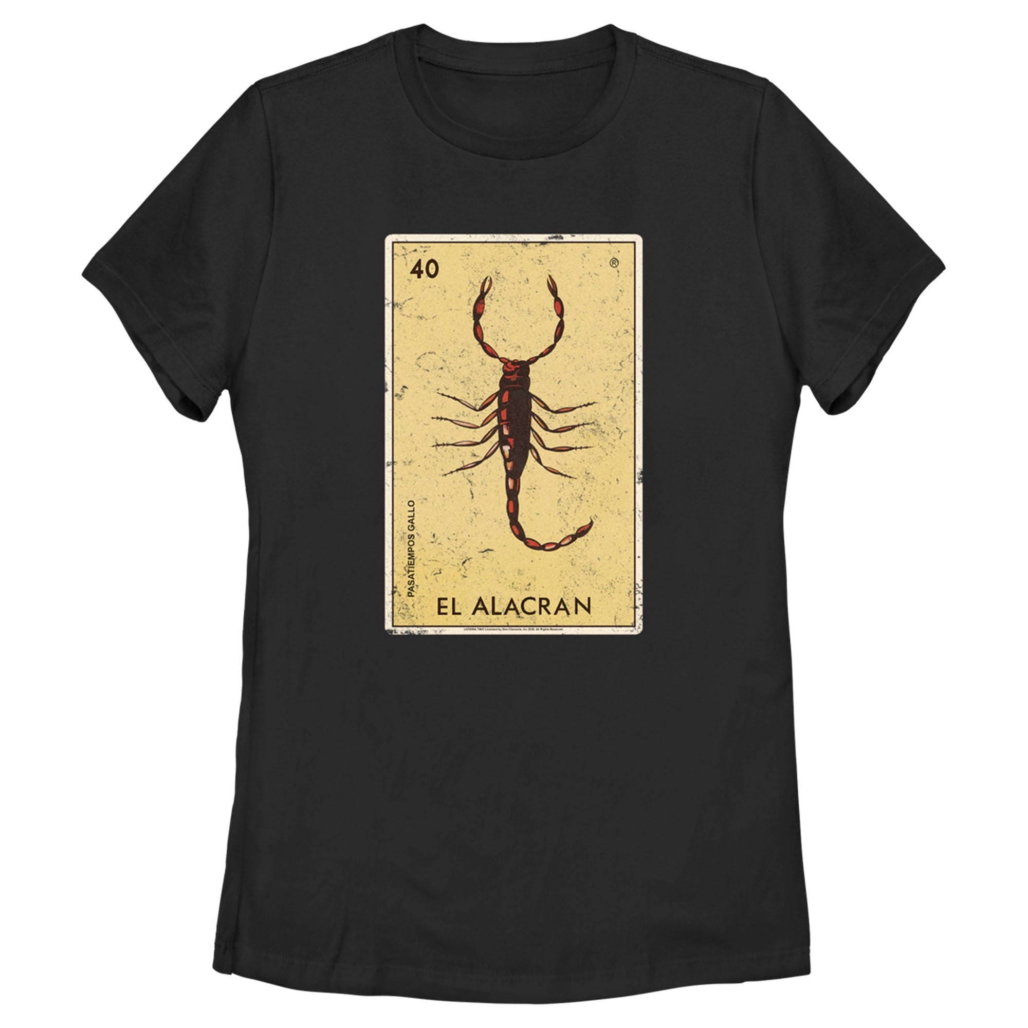 Women’S Loteria El Alacran Card Number 40 Distressed T-Shirt