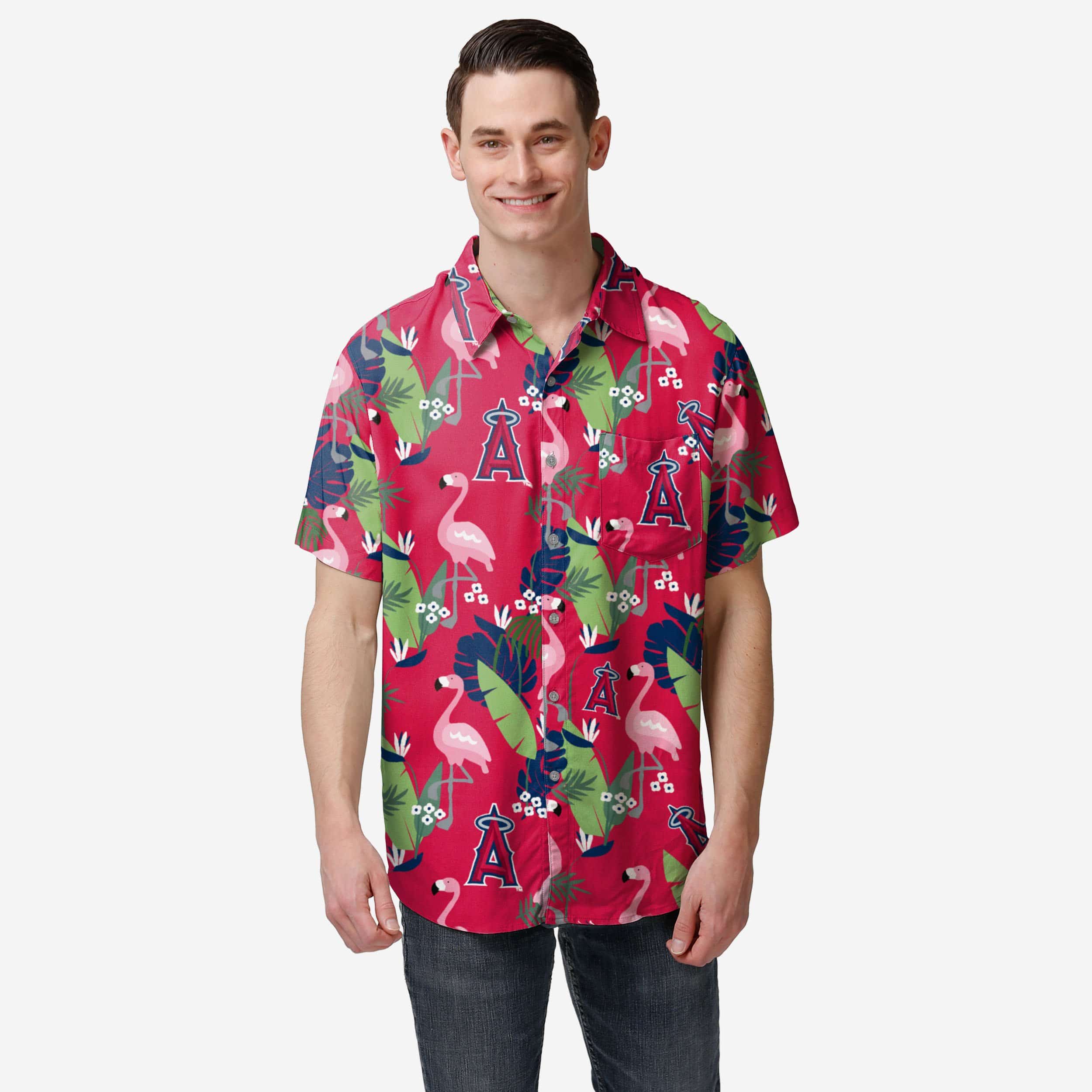 Los Angeles Angels Floral Button Up Shirt