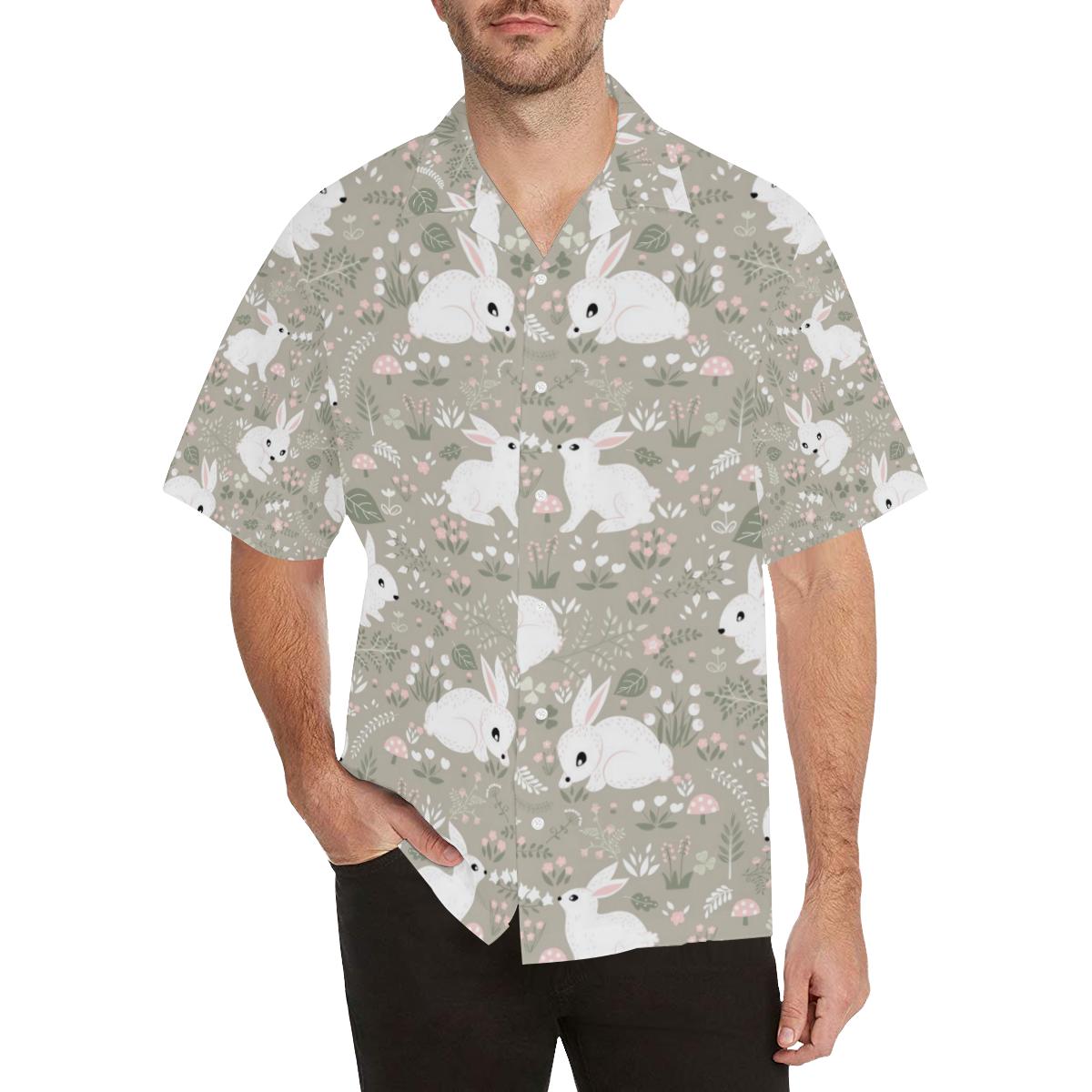 Cute Rabbit Pattern Men’s All Over Print Hawaiian Shirt