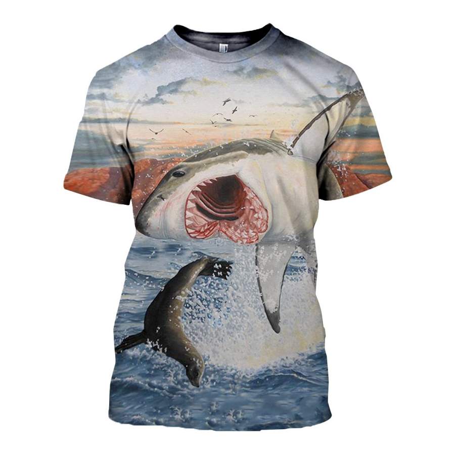 3D All Over Printed Shark T Shirt Hoodie 181213