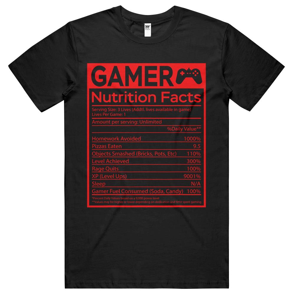 Nutritional Facts Shirt, Gamer Nutrition Facts Shirt, Blue Gamer Nutrition Facts Video Game Funny T Shirts