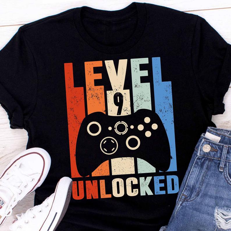 9Th Birthday Shirt, Nine Year Old Birthday, 9 Years Old, Video Game Shirt, Ninth Birthday, Birthday Boy, Level 9 Unlocked