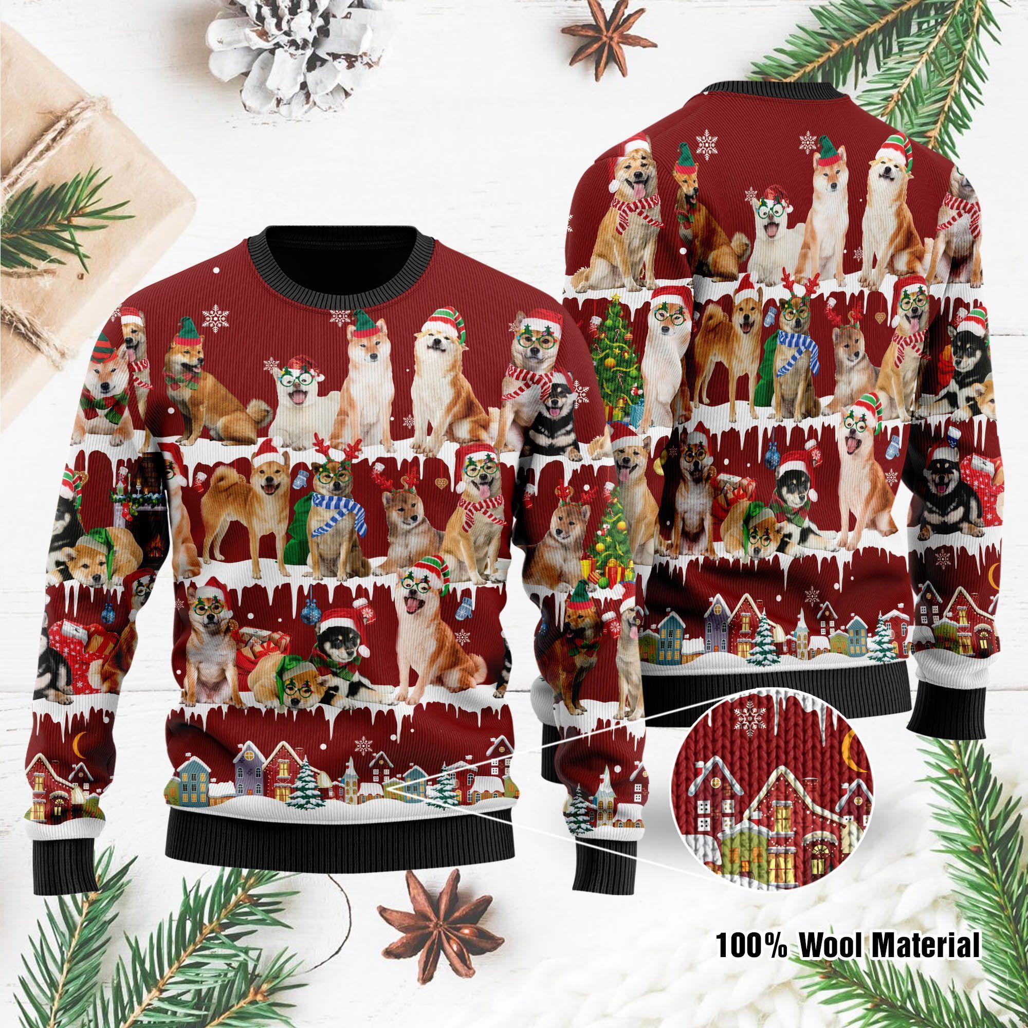 Shiba Inu Ugly Christmas Sweater For Shiba Inu Lovers On National Ugly Sweater Day And Christmas Time