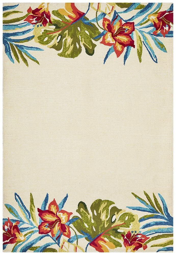 Anna Floral Indoor Outdoor Rug Cream DHC2703953DD