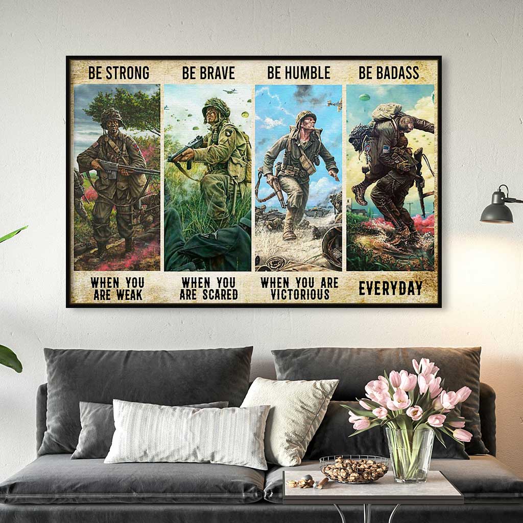 ViticStore™ Be Strong, Be Brave, Be Humble, Be Badass, – Veteran Horizontal Wall Art Frame Canvas – Best home decor ideas, unique gifts