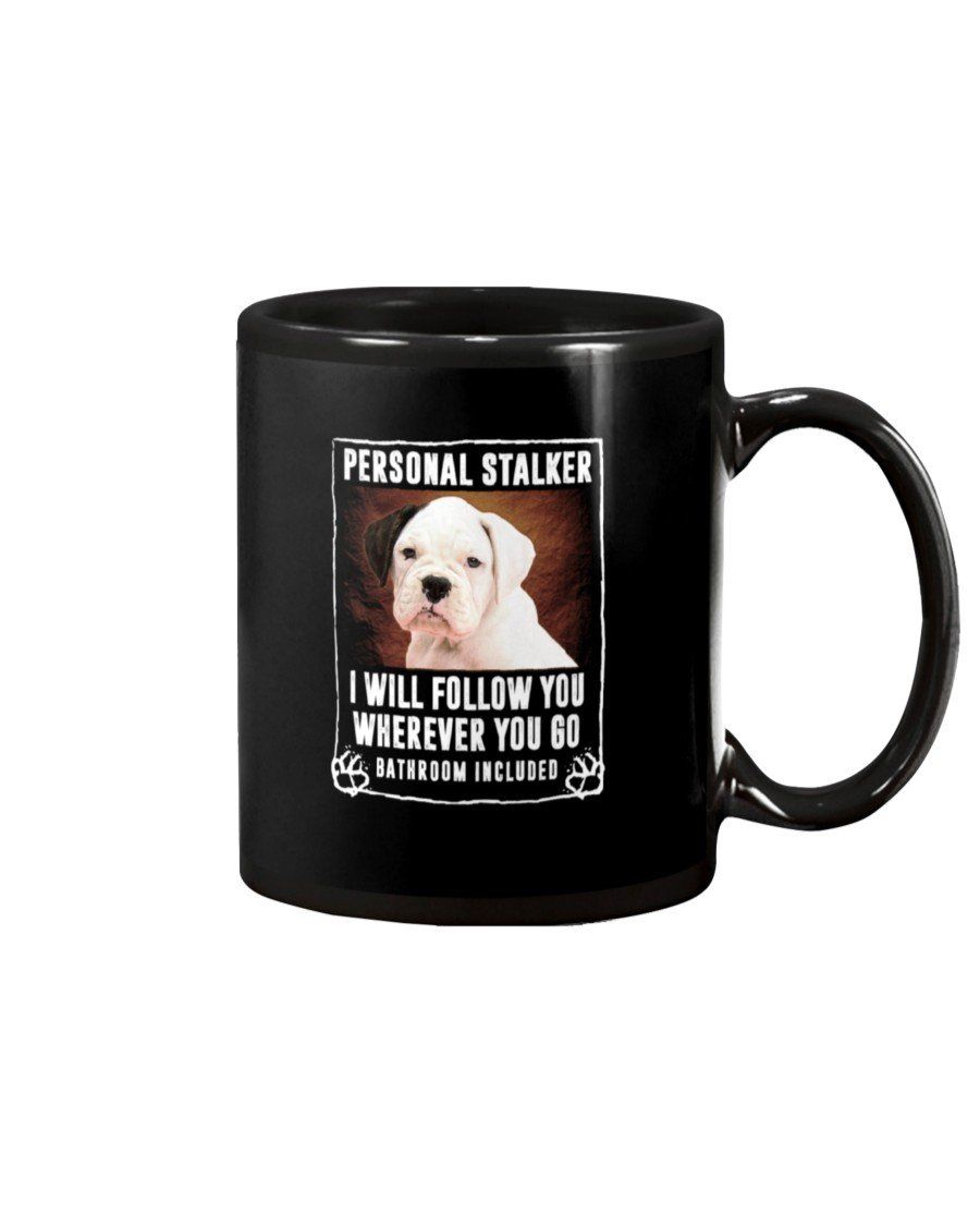 Black Eared White Boxer Puppy Personal Stalker St. Patrick’s Day Printed Mug