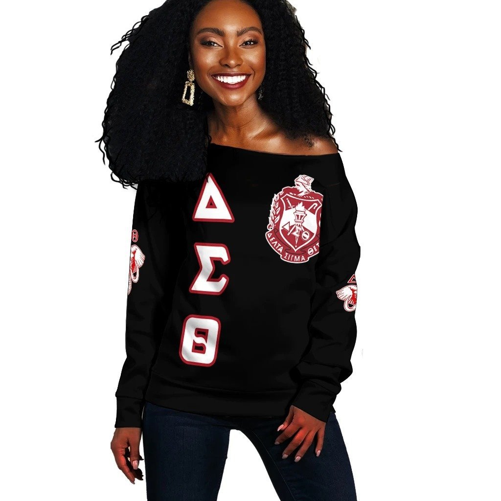 Sorority Sweatshirt – Delta Sigma Theta Letters Women Off Shoulder Sweatshirt Ver2