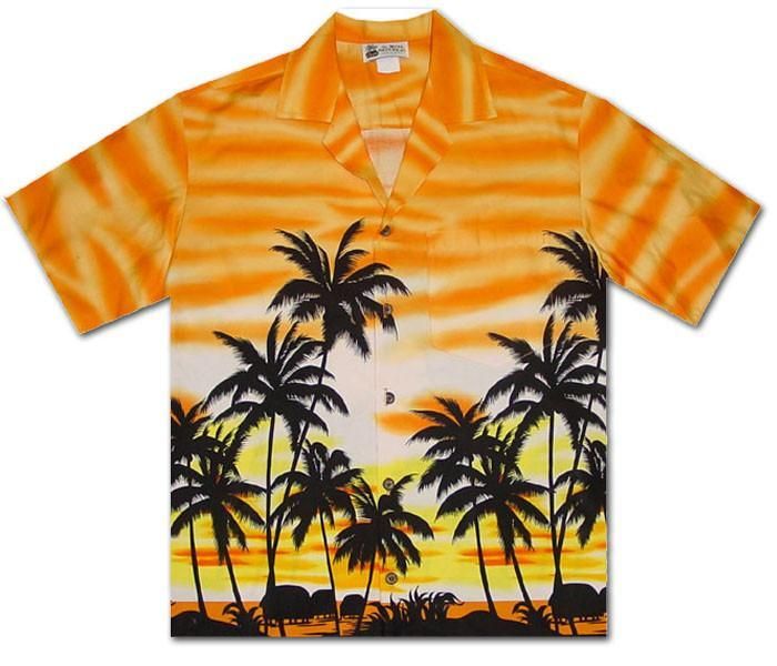 Burning Sky Orange Hawaiian Aloha Shirts Aloha Shirts - Pinotee Store