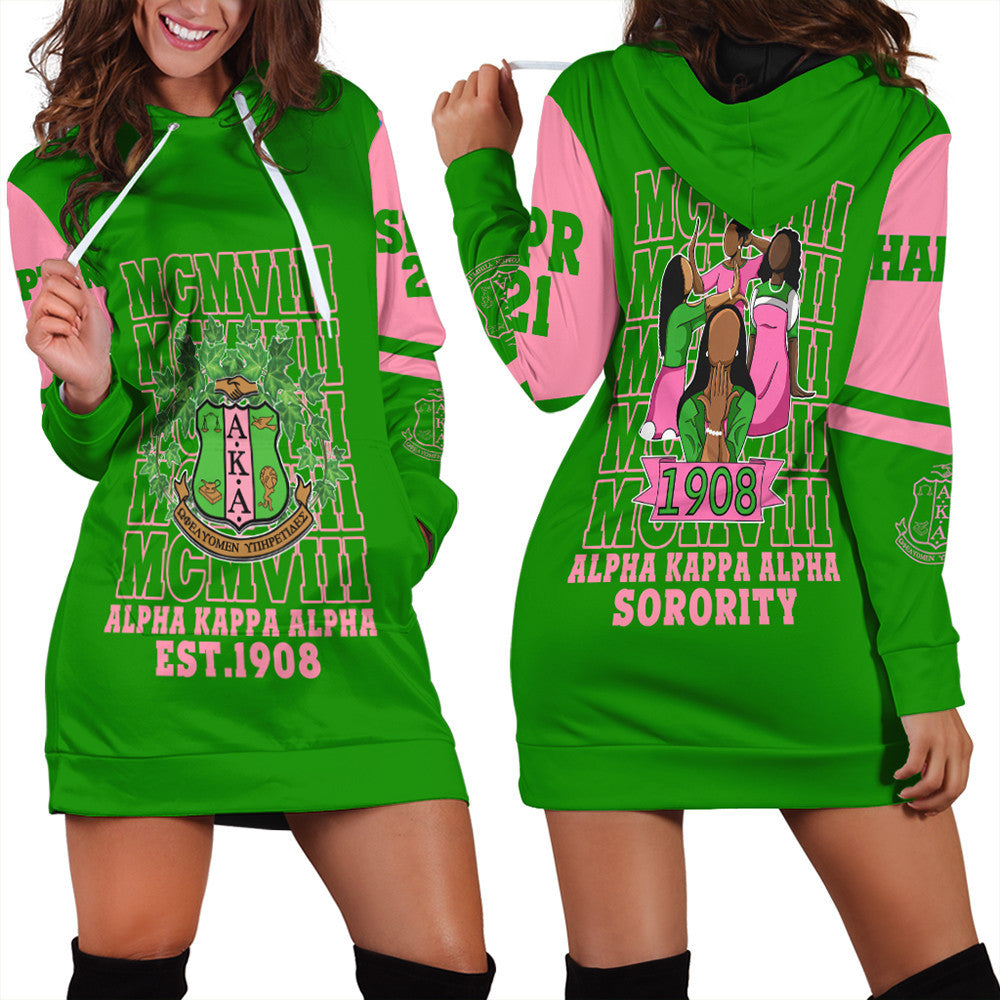 Wonder Print Shop Dress – Personalized Alpha Kappa Alpha Mcm Style Hoodie Dress