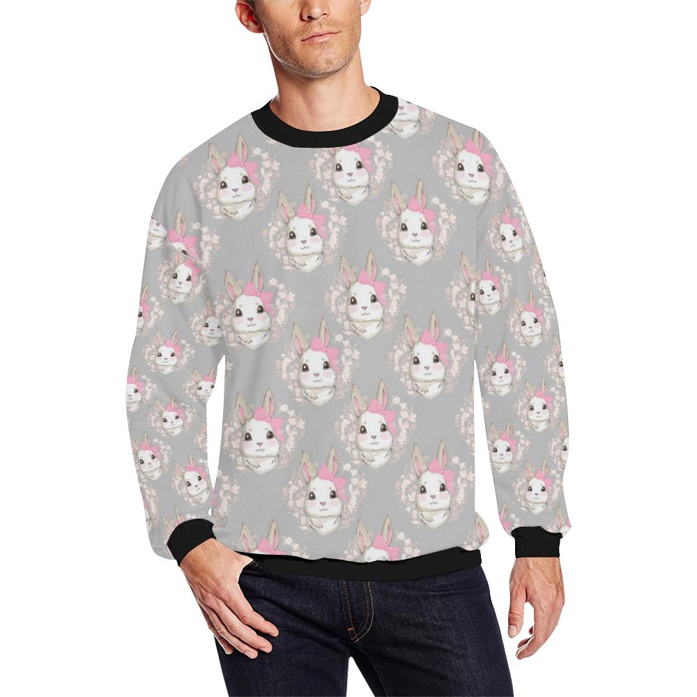 Rabbit Pattern Print Design Rb07 Men Long Sleeve Sweatshirt