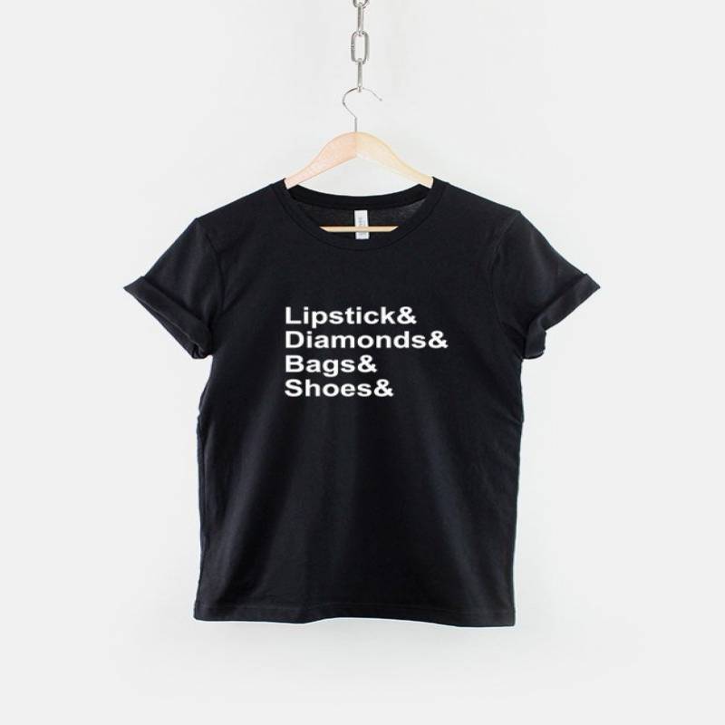 Lipstick Diamonds Bags Shoes T-Shirt / Glamour Girls Model Blog Blogger T Shirt Fashion Hipster Streetwear TShirt