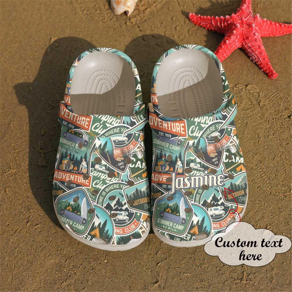 Camping Personalized Clog, Custom Name, Text, Color, Number Fashion Style For Women, Men, Kid, Print 3D Summer Camp Be Wild