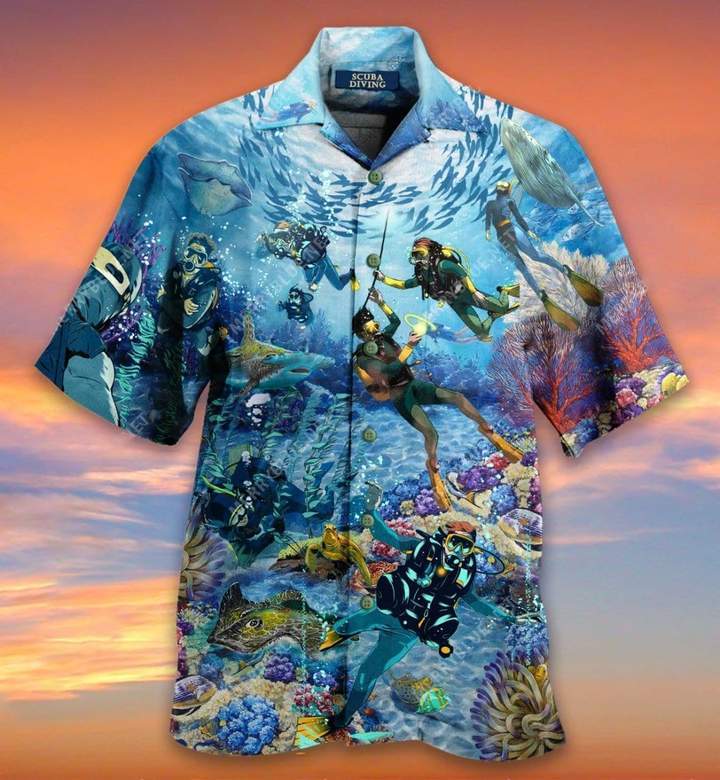 Amazing Blue Scuba Diving And Coral Reefs Hawaiian Shirt | Unisex | Adult | Hw2476