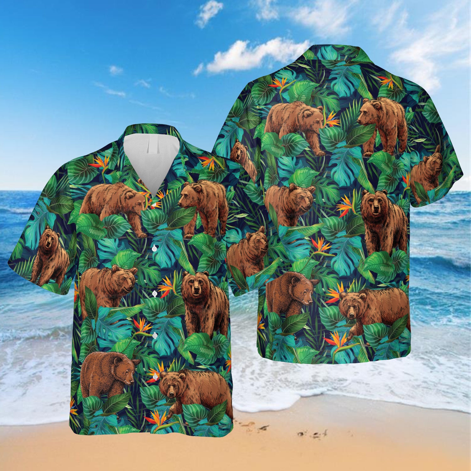 Tropical Bear Green Hawaiian Day Gift Ha50155